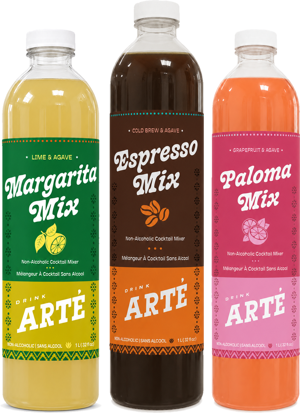 The Arté craft cocktail mixer range: Margarita, Espresso and Paloma